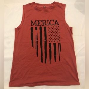 Sleeveless women’s patriotic shirt in a size medium